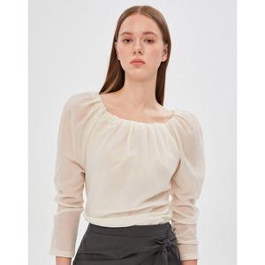 질스튜어트 뉴욕 여성 24FW 스테디셀러 아이보리 셔링장식 긴팔블라우스 WJBL4C110IV