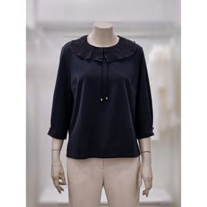 [프렐린]RTP253S40 도트 쉬폰 카라넥 7부 티셔츠