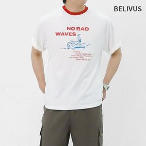 빌리버스 남성 링거 반팔티 라운드 배색 면 티셔츠 BYM013