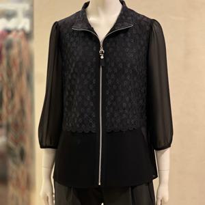 [벨리시앙]플라워 패턴 자수 시스루 점퍼 JP5330