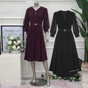 [미니멈]MD 시스루  플레어 원피스  MD MZCGWO7980WN