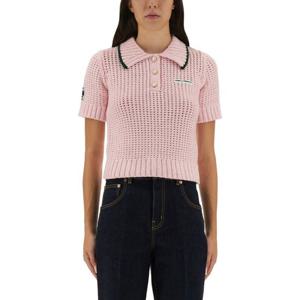 카사블랑카 크롭 코튼 물린 폴로 셔츠 WPF25KW1014 02PINK