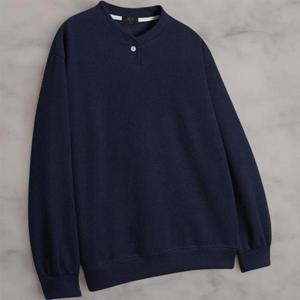 남성 가을 버튼 헨리넥 무지 긴팔 오버핏 골지 맨투맨