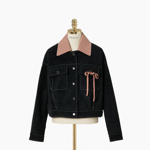 [에고이스트] 카라배색 페이크레더 자켓   ER4TZ900