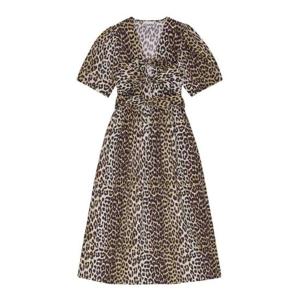 가니 레오파드 프린트 코튼 드레스 W0373943 Animal Print
