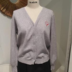 르피타 HC06 V넥 하트 자수 가디건(그레이) L253BKT951