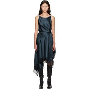 26 SS 아크네 여성 네이비 새틴 레이스 미디 드레스 252129F054004