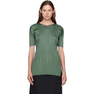 이세이미야케 티셔츠 그린 먼슬리 컬러 준 티셔츠 252941F096005