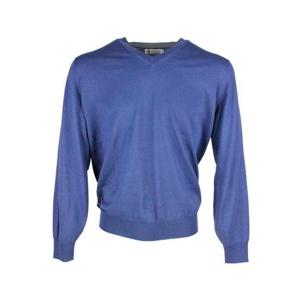 브루넬로 쿠치넬리 V넥 스웨터 M2400162CA709 Blue