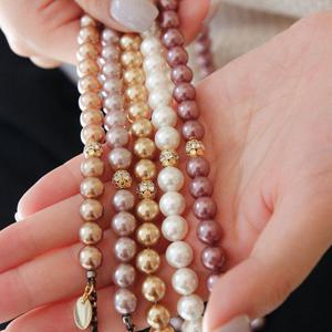 바이데이지 큐빅볼 체인 8mm 진주 목걸이 Bn0596