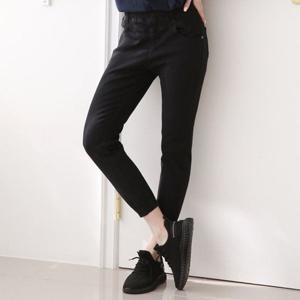 [브이와이][VY] 여성 검정 환절기 큰사이즈 진 슬림핏 조거팬츠_