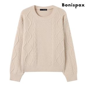 [보니스팍스]케이블 꽈배기 데일리 긴팔 니트 (XP4KT009L0)
