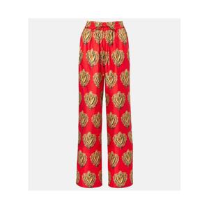 돌체앤가바나 프린트 하이라이즈 실크 팔라초 팬츠 P01106484