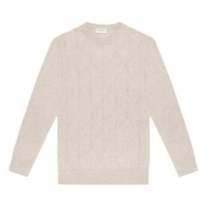 AUSTINREED HC06 베이지 피셔맨 조직 라운드넥 니트(꽈배기니트) AWR25331