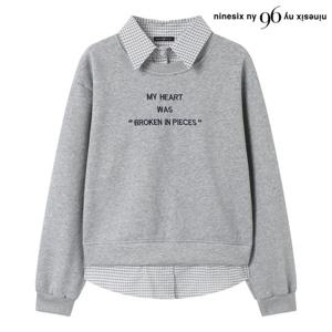 [나인식스뉴욕]레이어드 카라 셔츠 기모 맨투맨 티셔츠 (NP4LW016L0)