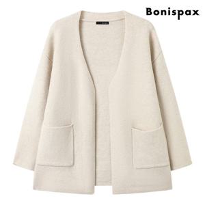 [보니스팍스]데일리 심플 아웃포켓 노버튼 니트 가디건 (XP4CK018L0)