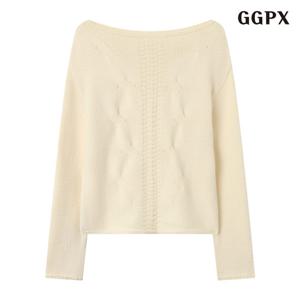 GGPX 라운드 모노 케이블 심플 긴팔 니트 (GPDKT023D)