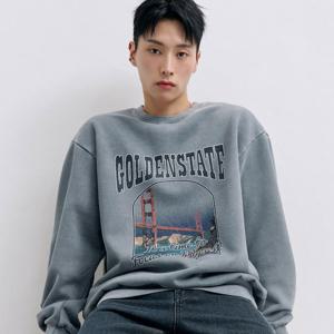 [체이스컬트]남성 기모 피그먼트 그래픽 맨투맨 티셔츠 EFRK5141