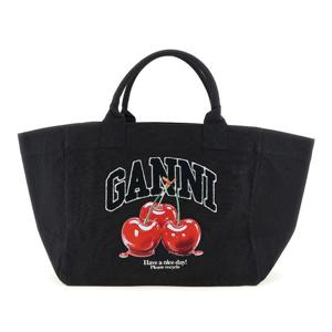 가니 블랙 XXL 체리 그래픽 캔버스 토트백 B2110037 252