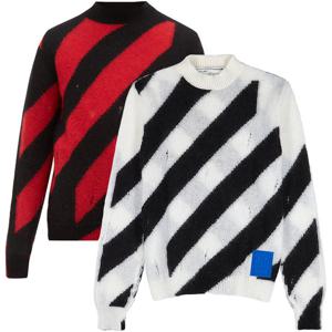 오프화이트 디아그 모헤어 스웨터 화이트 레드 OMHE028E19B02002