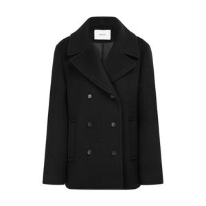 헤지스 여성 24FW 클리어런스스테디셀러캐시미어 블랙 더블버튼 하프 피코트 WSCO4D905BK