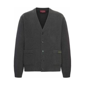 구찌 울 캐시미어 립 니트 가디건 833501XKEYK3019 Grey