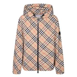 버버리 살콤 체크 후드 윈드브레이커 자켓 8110301 B9368 Beige