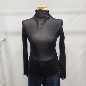 [밸리걸]프릴 시스루 레이어드 하이넥티셔츠( 803750)