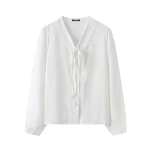 [GGPX]러블리 벌룬 레이스 포인트 리본 블라우스 (GQABA004D)