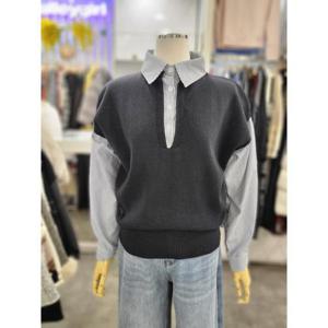 밸리걸 세이브존01 스트라이프 셔츠 배색 니트 616780