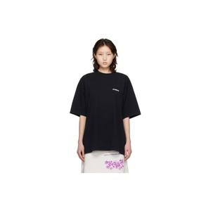 베트멍 티셔츠 블랙 아이코닉 로고 티셔츠 261669F110012