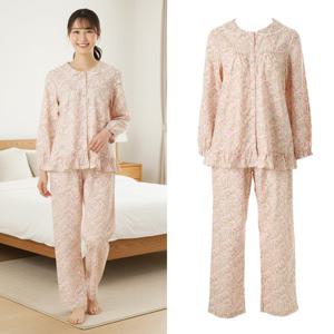 여성잠옷 부드러운 감촉 면모달 보타닉나염 파자마 [VPAA201W]