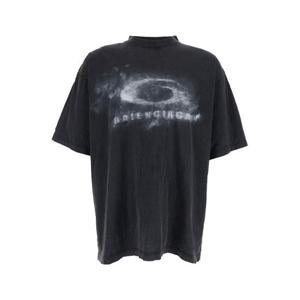 발렌시아가 워시드 크레용 루프 티셔츠 764235TTVN59034 Black