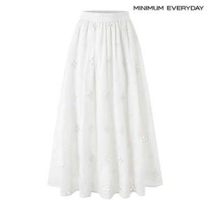 [백화점]미니멈 에브리데이 로맨틱 펀칭 아일렛 플레어 롱 스커트 (EC1WH001D)