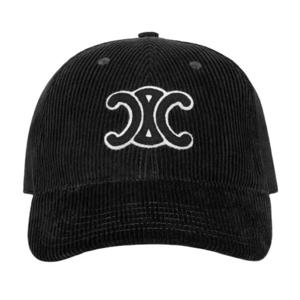 셀린느 트리옹프 코듀로이 로고 베이스볼 캡 블랙 모자 AA03G0176 38NO