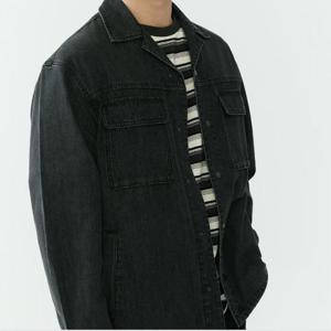 잠뱅이 HC09 남성 난스판 그레이 오픈카라 데님 자켓 AQ1DDJ104 GY
