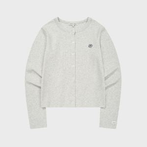 와키윌리긴팔티 KQJ WA2601CD65LG 우먼스 베이직 코튼 라운드넥 가디건 라이트 그레이