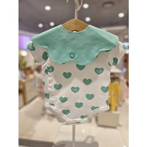 블루독베이비[hu] 26.SS여름신상 MN)하트뱀부세트바디수트 46370-040-07 우주복 반팔수트 슈트 보넷 내의