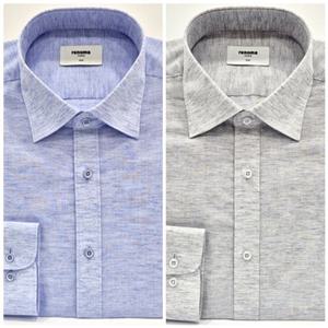 [레노마셔츠]슬림핏/린넨 혼방 슬럽 긴소매 셔츠 RQSSL1501 BU,