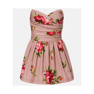 돌체앤가바나 플로럴 스트랩리스 코튼 미니드레스 P01122992