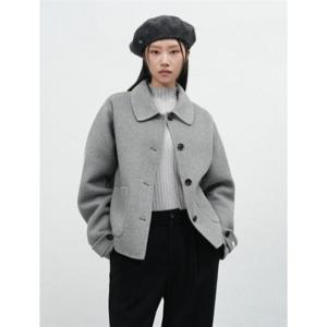 제너럴아이디어 울 카라 핸드메이드 숏 코트 [MELANGE GREY] WBE3L10511 383500