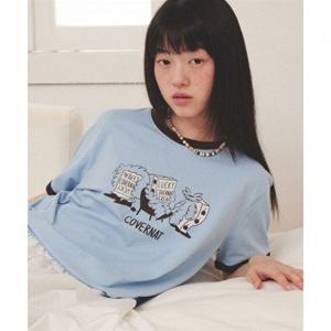 커버낫 [커버낫X하이다나] 럭키 씨리얼 링거 티셔츠 Sky Blue 393501