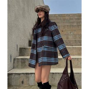 제너럴아이디어 퍼카라 체크 하프 울 코트 [BROWN] WBE4L10518 383536