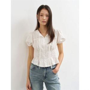 제너럴아이디어 플라워 셔링 퍼프 블라우스 [WHITE] WBE2L03524 383811