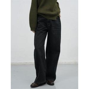 제너럴아이디어 스냅 디테일 와이드 데님 팬츠 [BLACK] WBE3L11508 382893