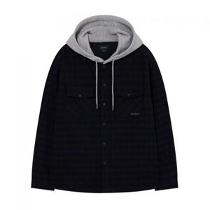 커버낫 오버핏 후디 체크 셔츠 Dark Navy 393137