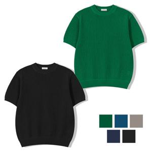 남자 프리미엄 네트 라운드넥 반팔 니트티 GN-KNH-Q011-네이비