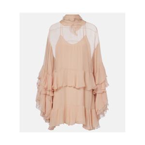 끌로에 러플 실크 모슬린 미니드레스 P01104941