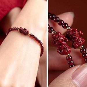 띠별 재물 행운 부적 가넷 비휴 팔찌