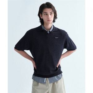 커버낫 스몰 어센틱 오픈 카라 하프 니트 Dark Navy 393866